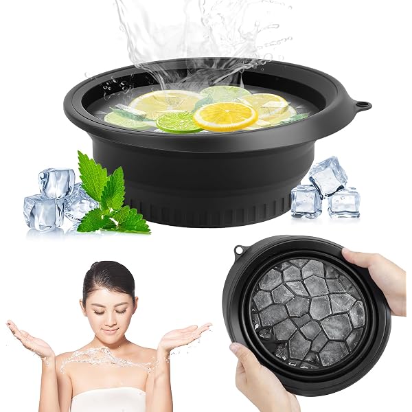 Bol De Bain De Glace Pour Le Visage Pliable En Silicone - Avec Compartiment à Glaçons Intégré - Pour Soins De Peau, Rafraîchissement