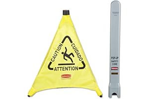 Rubbermaid Commercial Yellow Pop-Up Safety Cone with Multi-Lingual Caution Imprint and Wet Floor Symbol (FG9S0000YEL)