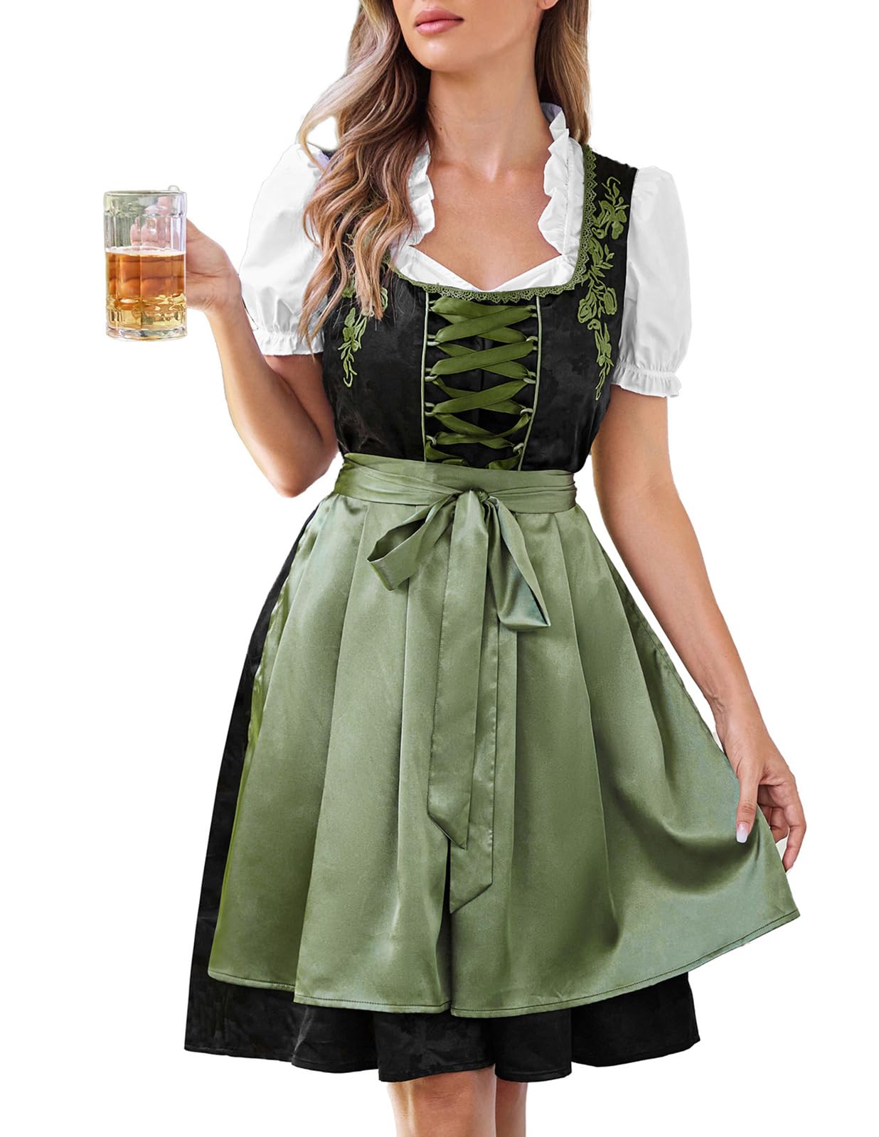 oktoberfest dress green Costumes Women Bavarian Dirndl with Apron and Blouse Olive XXL for sale | Mesa, AZ FORMAL-BALL-GOWN