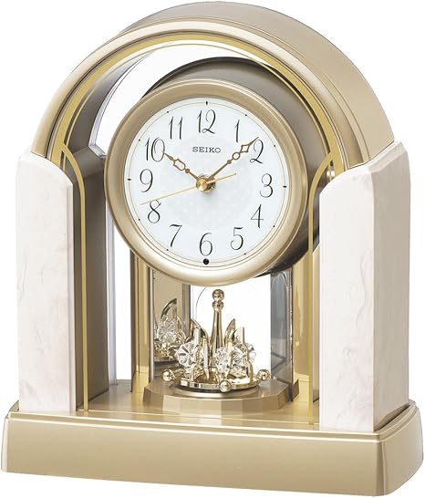 Amazon Co Jp セイコー クロック 置き時計 電波 アナログ 回転飾り アイボリー マーブル 模様 By236g Seiko ホーム キッチン
