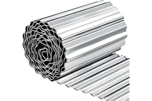 SDLDEER Garden Edging, Corrugated Garden Edging Border Metal Landscaping Edging Border Suitable for Flower Bed and Lawn Edging (8 Inch x 20 FT, Silver)