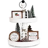 The Ultimate Farmhouse Christmas Tiered Tray Decor Set - Beautiful Year Round Seasonal & Halloween Holiday Decoration