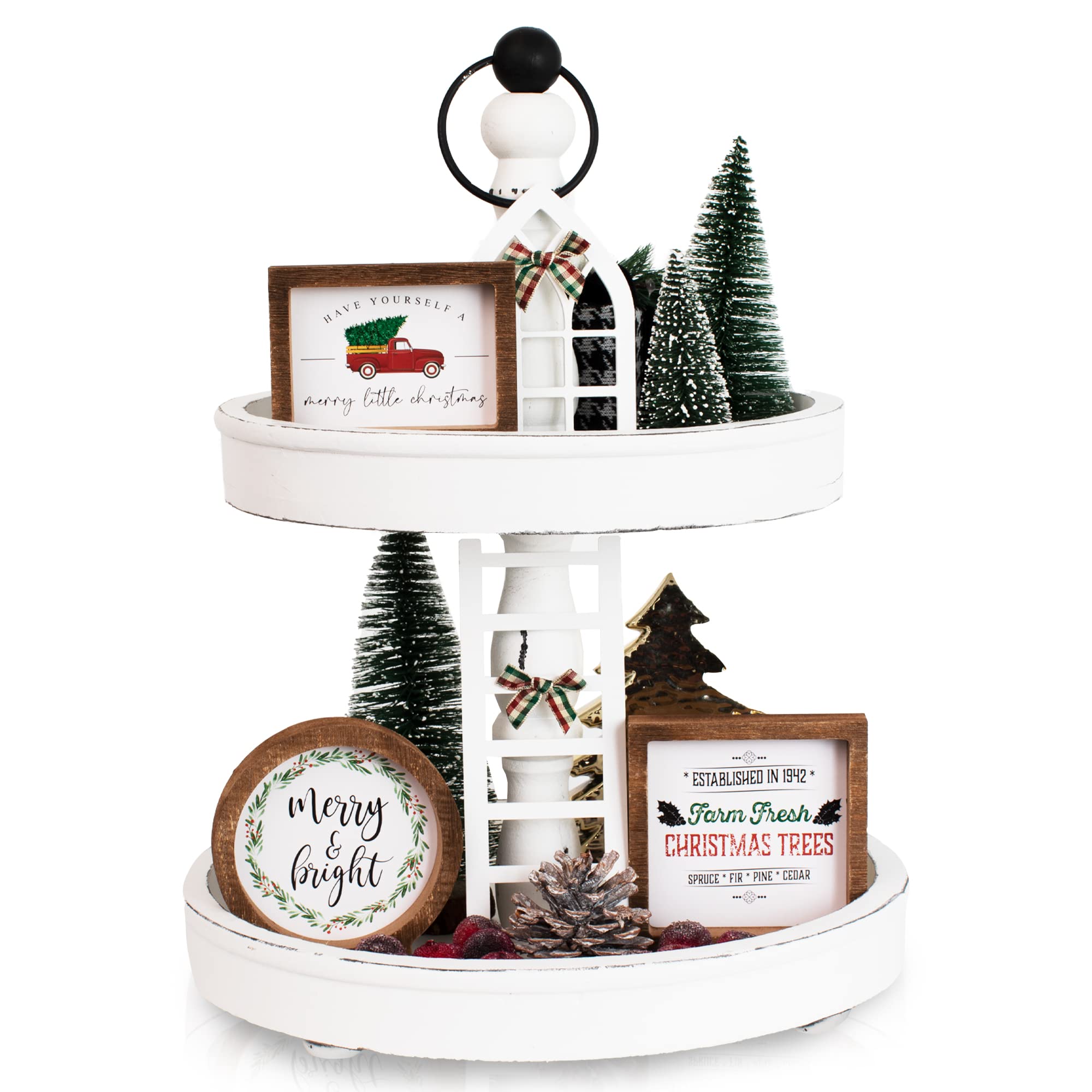 The Ultimate Farmhouse Tiered Tray Decor Set - Beautiful Year Round Seasonal & Fall Holiday Decoration Bundle - The Perfect Lemon and Summer Centerpiece Design for Home & Kitchen Decor
