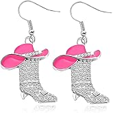 Rhinestone Cowgirl Boot Earrings for Women - Western Boot Dangle Earrings with Bohemian Enamel Design - Stylish for Country, Rodeo, and Western Jewelry Fashion