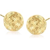 Ross-Simons Italian 10kt Yellow Gold Diamond-Cut Dome Stud Earrings