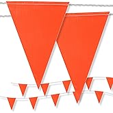 Pennant Safety Flags, Flagging Banner Warning Flags, Marking Flag on String for Parking Lot Events, Traffic Barrier Line, Yard Roof Perimeter, Boundary Construction Workplace 100ft 7x10inch