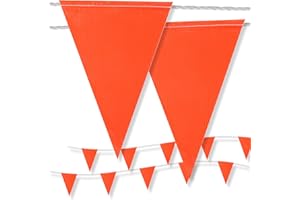 GUFJUCH Pennant Safety Flags, Flagging Banner Warning Flags, Marking Flag on String for Parking Lot Events, Traffic Barrier Line, Yard Roof Perimeter, Boundary Construction Workplace 100ft 7x10inch