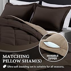 downluxe King Size Comforter Set - Brown and Tan