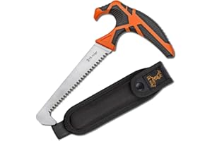Elk Ridge Outdoors - TREK - Stainless Steel Saw, Orange and Black TPR Molded Handle, Black Rigid Carrying Pouch, Hunting, Camping, Survival, Exploring - ER-TKSAW001