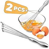 2 Pcs Ball Whisk Set — Stainless Steel Whisk Set with Comfortable Ergonomic Handle | Excellent for Eggs, 10 Ball Head, Easy to Clean — Compact 12” & 10” for Versatile Stirring