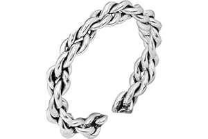 AeraVida Adjustable Balinese Twist Braid Toe or Pinky Ring in .925 Sterling Silver | Boho Beach Summer Comfort Fit Silver Ring for Women and Men | Vintage Tribal Jewelry Design