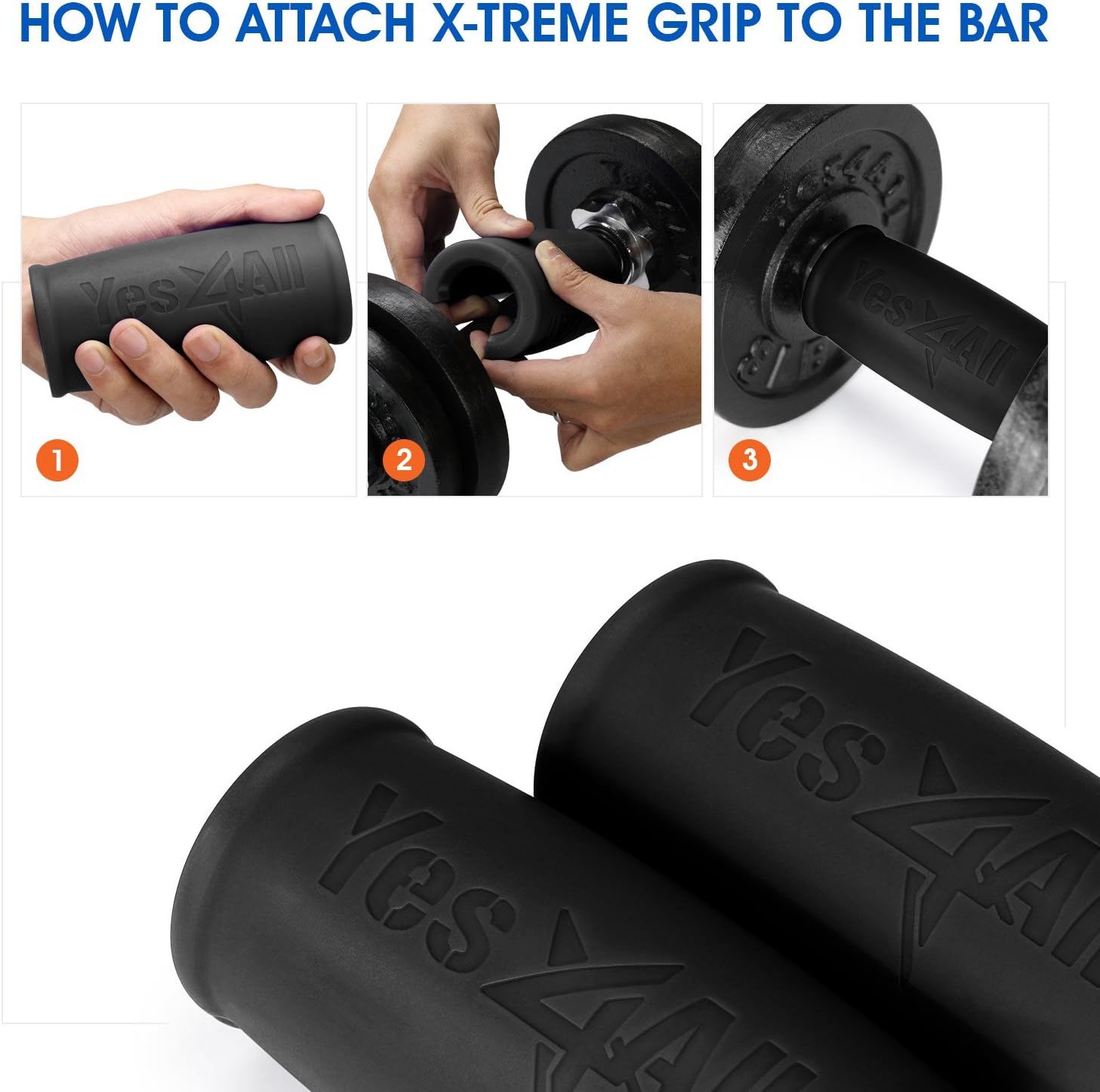 Yes4All Thick Bar Grips / Thick Grips for Barbell, Weight Lifting, Body Building Training – Thick Bar Adapter / Barbell Grips (Black, Set of 2) : Sports & Outdoors