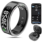 MagLoop Smart Ring Health Tracker for Men/Women,Fitness Ring Sleep Tracker with LED Display Sreeen,Fast Charging,Health and Sleep Monitoring,Motion Tracking,Female Cycle,Waterproof(Black,10)