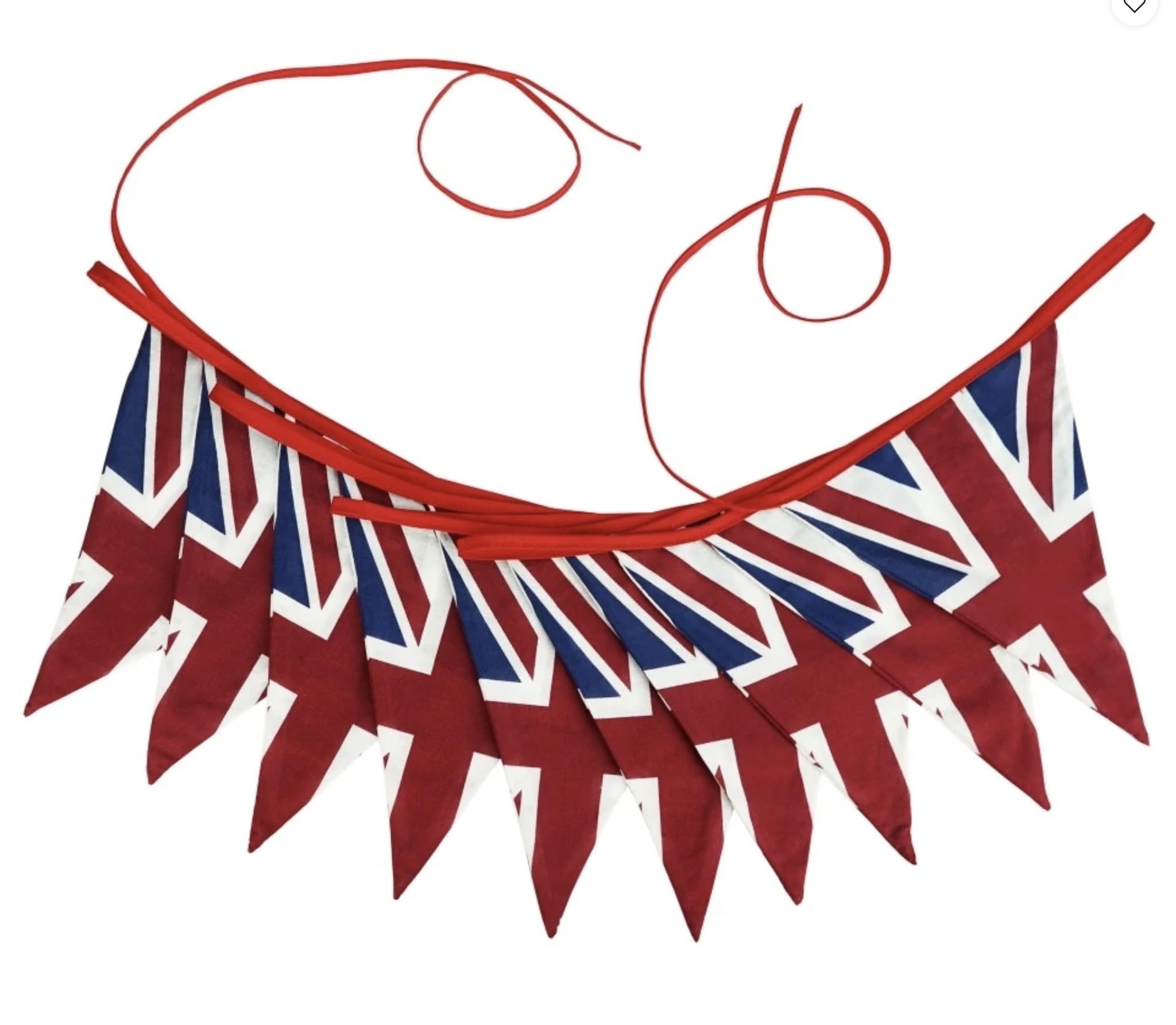 British Bunting | Double Sided Vintage 100% Cotton | Fabric Bunting Flags | As seen on Bake Off | Retro | Set of 5 meters/10 Pieces | BBQ | King Charles | VE Day | Garden Party