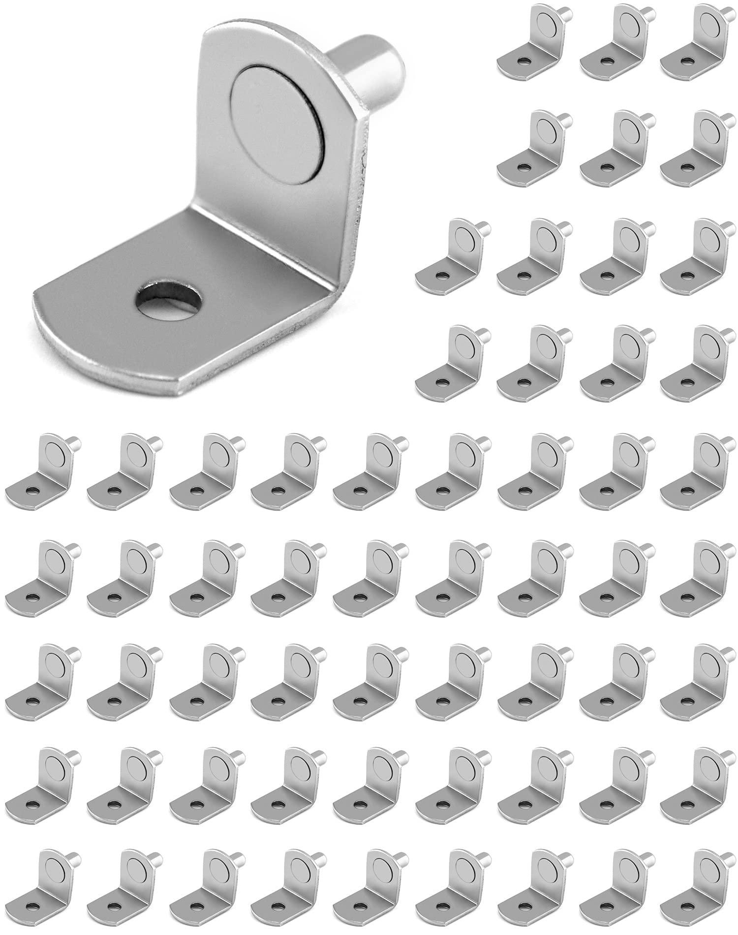 QWORK® 60 Pcs Shelf Support Pegs, 5mm L Shape Kitchen Cupboard Shelf Supports Wardrobe Shelf Pins