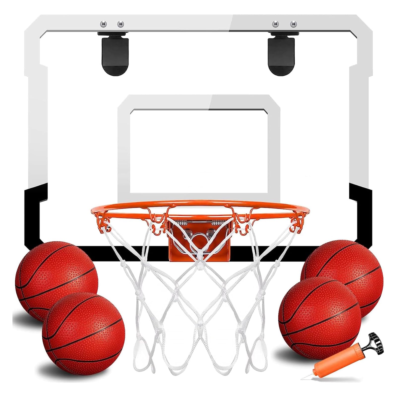 TEUVO Mini Basketball Hoop Toys for Kids Age 8 9 10 11 12 Year Old, Indoor Basketball Hoop Over the Door with 4 Balls for Bedroom Mounted Outdoor Mini Hoop on Door Sport Game Toy Gifts for Boys Girl