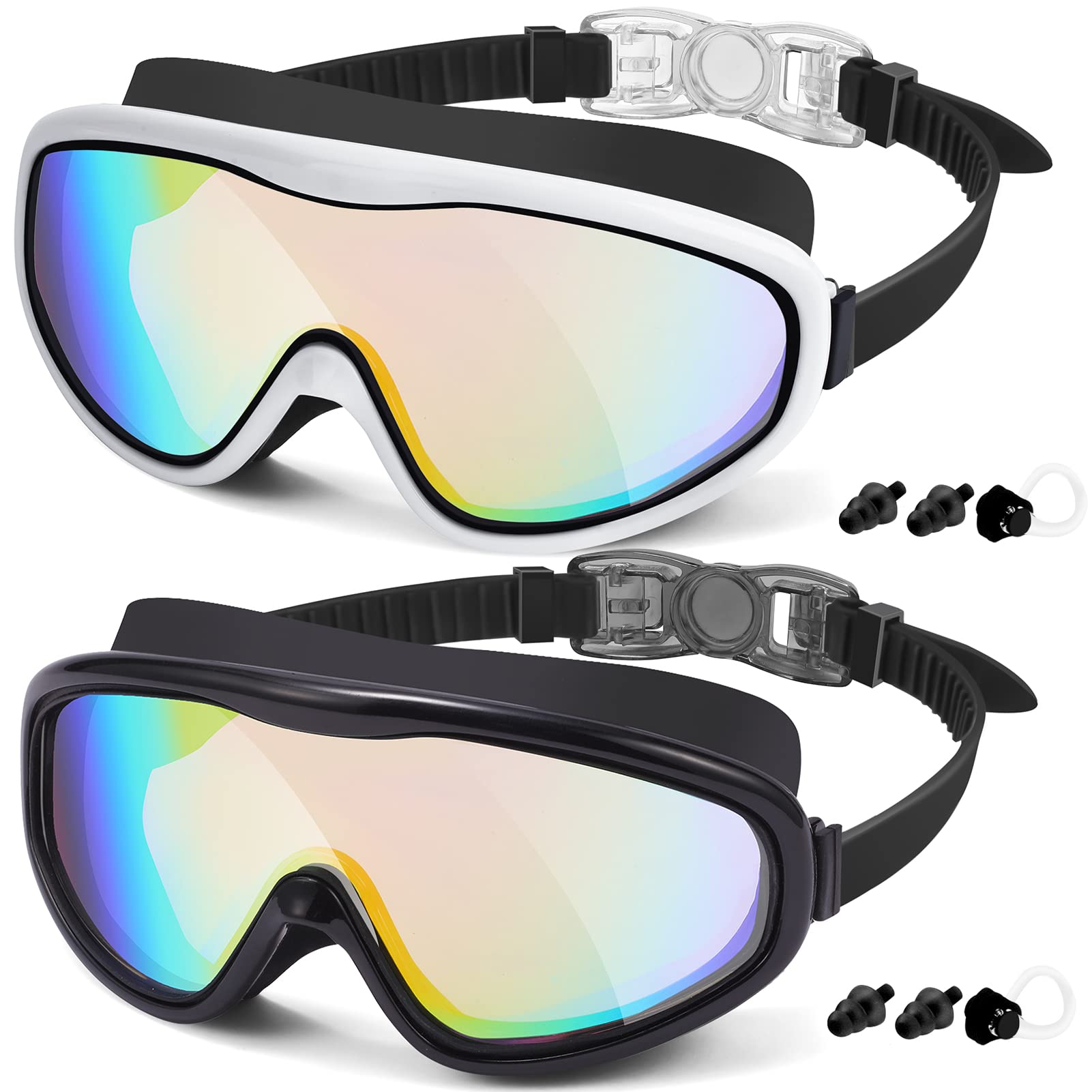 EasYoung Adult Swim Goggles, 2-Pack Wide View Swim Goggles for Men Women Youth Teen, Anti-Fog, UVProtection, Over 15 Years