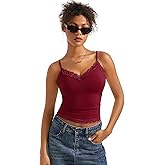 SUUKSESS Women Padded Lace Double Lined Tank Tops Sexy V Neck Summer Going Out Top