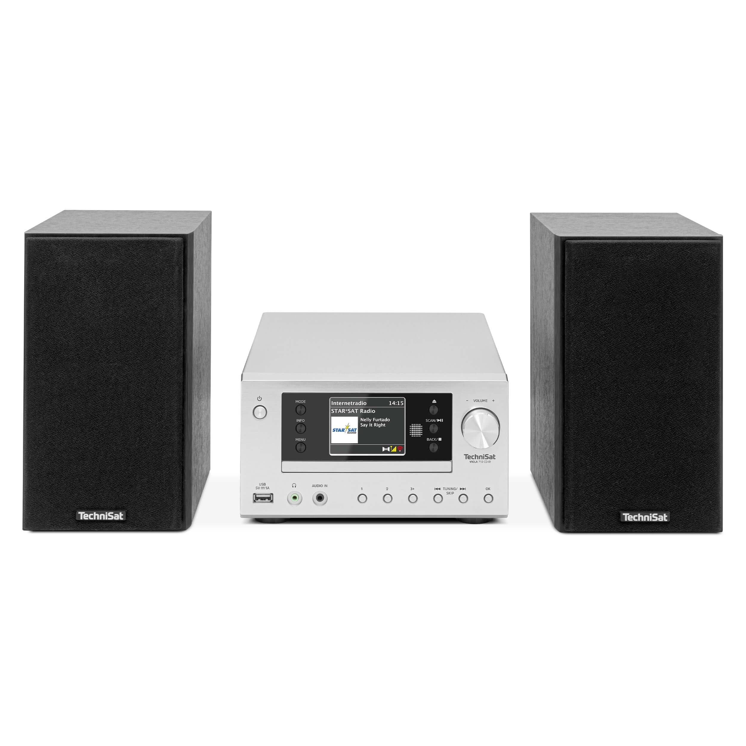 TechniSat VIOLA 710 CD IR - kompakte Hi-Fi-Anlage (Internetradio, DAB+, UKW, CD-Player, Bluetooth, 2x 20 Watt RMS Stereo-Boxen, Kopfhöreranschluss, Wecker, Sleeptimer, Kompaktanlage, Fernbedienung)