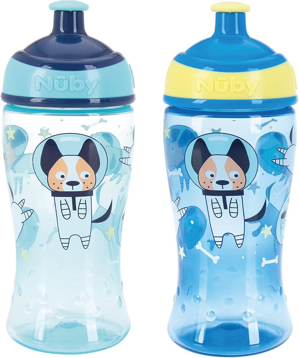 Nuby Super Slurp Water Bottle 360ml No Spill 18m+ Beaker Pack of 2