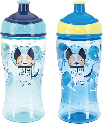 Nuby Super Slurp Water Bottle 360ml No Spill 18m+ Beaker Pack of 2