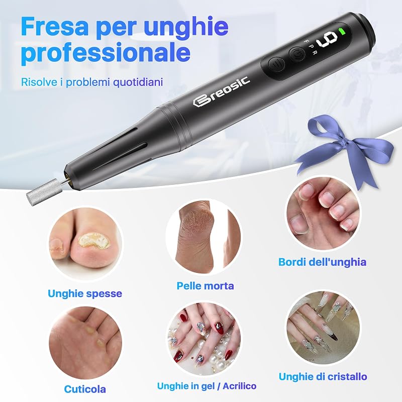 Fresa per Unghie Professionale Lima Elettrica per Unghie, Grigio — foto 5 di 8