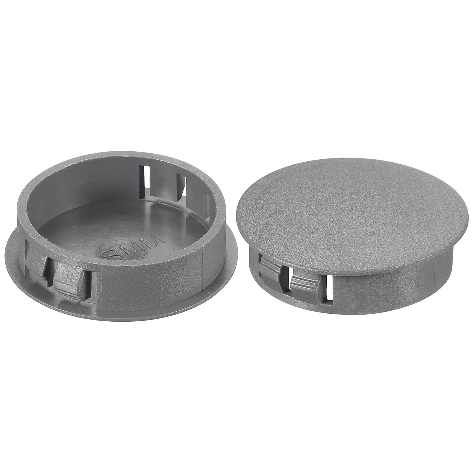PATIKIL 1.5"/38mm Plastic Hole Plugs, 20Pcs Flush Type Round Hole Plugs Cover Snap in Locking Hole Tube for Table Kitchen Cabinet Furniture, Dark Grey