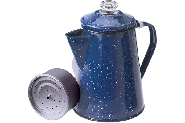 GSI Outdoors, 12 Cup Percolator Coffee Pot, Enameled Steel Coffee Boiler Kettle for Camping, Cabin, RV, Home Kitchen & Backpa