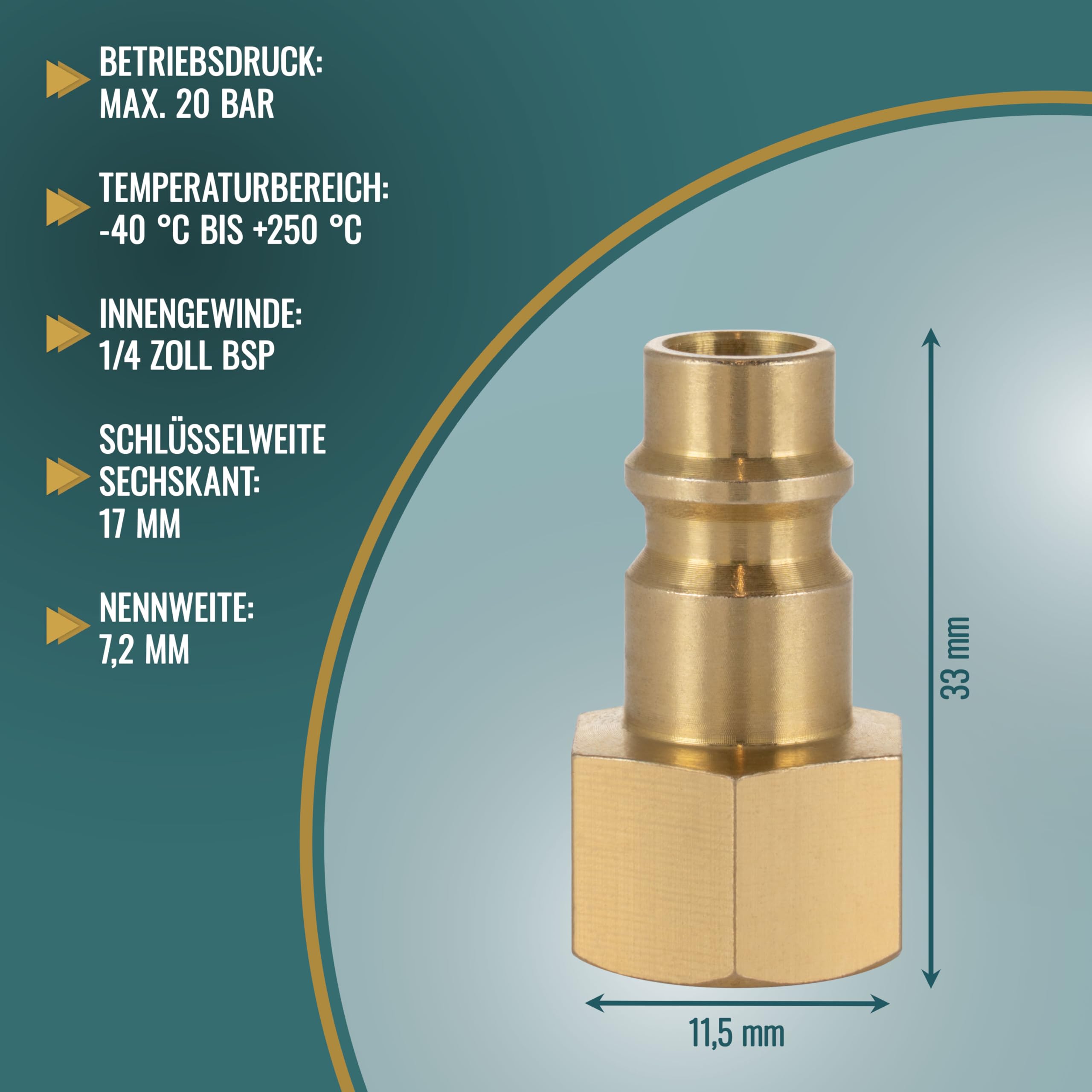 Poppstar Druckluft-Stecknippel NW 7,2 mit 1/4 Zoll Innengewinde für Druckluft-Anschluss 2