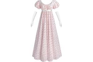 Nuoqi Regency Dresses for Women Floral Regency Era Dress Empire Waist Long Tea Party Dress