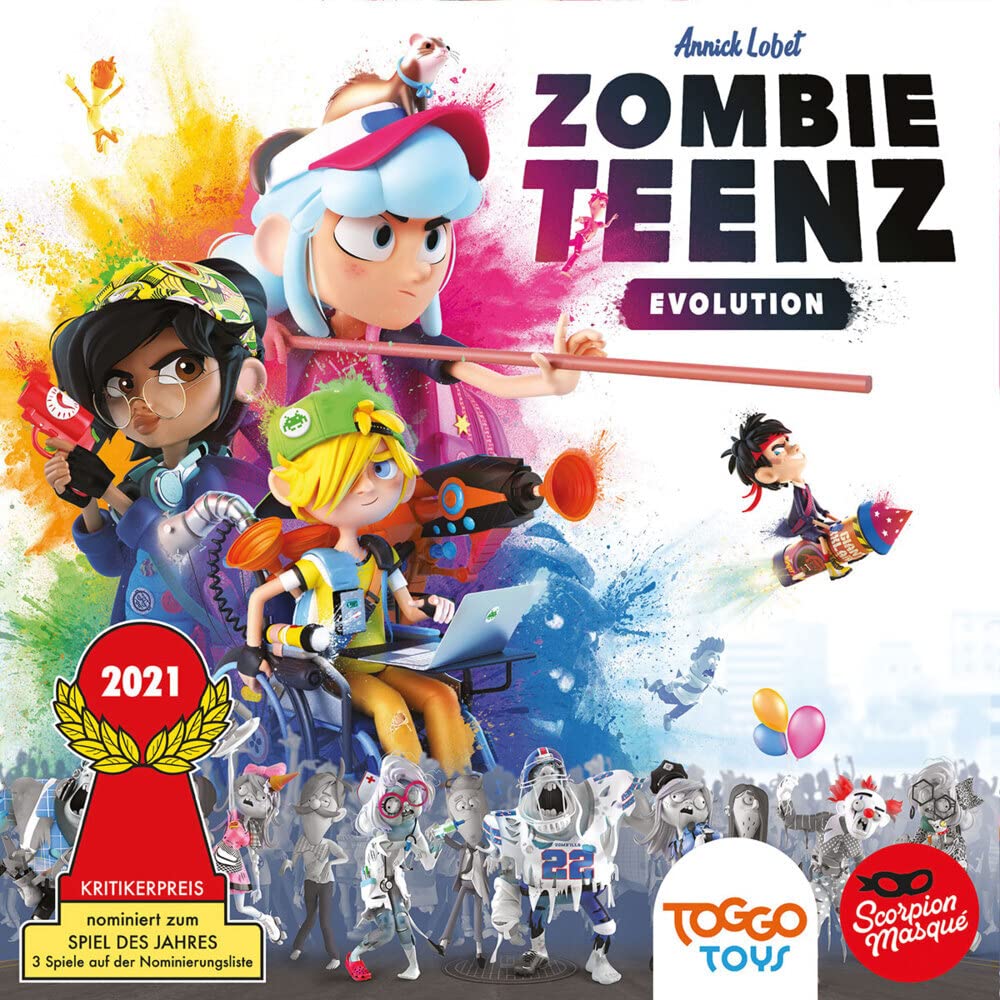 Le Scorpion Masqué, Zombie Teenz Evolution, Children's Game, Nominated for Game of the Year 2021, 2-4 Players, from 8+ Years, 20+ Minutes, German, Multicoloured, Colourful
