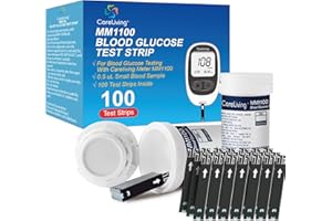 CareLiving MM1100 Blood Glucose Test Strips, for Diabete Sugar Testing, 100 Count