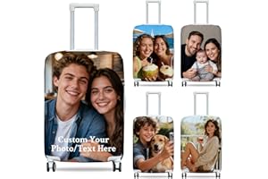 Personalized Custom Luggage Cover Suitcase Protector - Add Your Photo, Name & Text, Double-Sided Design, Elastic & Washable T