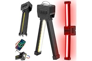 YETHKE Gym Lamp, Portable Gym Lighting for Posing, Magnetic Work Light Rechargeable, Gift for Men/Women, 180° Rotate Foldable with Hang Hook Camping Lamp, USB Power Bank LED Handheld Flashlight-Black