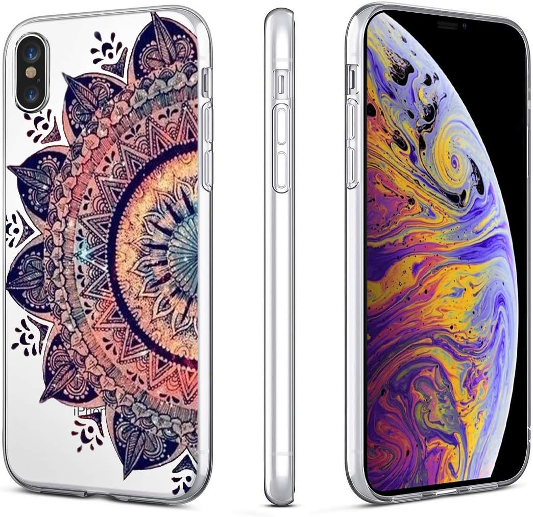 Heaofei Case for iPhone Xs MAX, Mandala Flower Clear Design Transparent TPU Bumper Protective Case Cover for iPhone Xs MAX