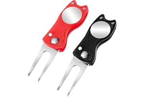 TAIKULA Foldable Golf Divot Repair Tool Golf Divot Tool with Magnetic Button Ball Marker Divot Tool and Ball Marker for Golfers