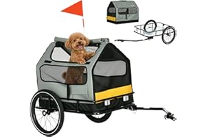 Aosom 3 in 1 Dog Bike Trailer, Pet Cargo, Pet House with Safety Leash, Hitch, Quick-Release Wheels, Flag, Reflectors, Cushion