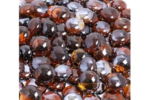 KIBOW 10-Pound Pack Fire Glass Beads Fire Glass Drops for Gas Fire Pit, 3/4 Inch-Copper