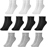 Zzxlw Kids Crew Socks Boys Girls Cotton Athletic Black White Gray School Uniform Children Sports Socks 10 Pairs 3-12 Years