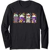 Dia De Los Muertos Coffee Cup Sugar Skull Day of The Dead Long Sleeve T-Shirt