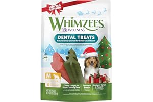 WHIMZEES Wellness Holiday Dog Dental Treats, Christmas Gift for Dogs, Size Medium Stick, (6 Count)