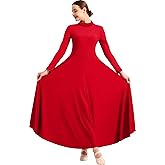 Sanmsoner Women Praise Dance Dress High Neck Long Sleeve Dancewear Worship Liturgical Dress
