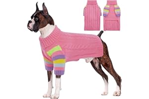 OUOBOB Sweaters for Large Size Dogs Winter, Turtleneck Extra Large Dog Sweater for Dogs Male Female, Thick Warm Christmas Dog Cold Sweater, Sweaters for Doggie Doberman, German Shepard (Pink XXXL)
