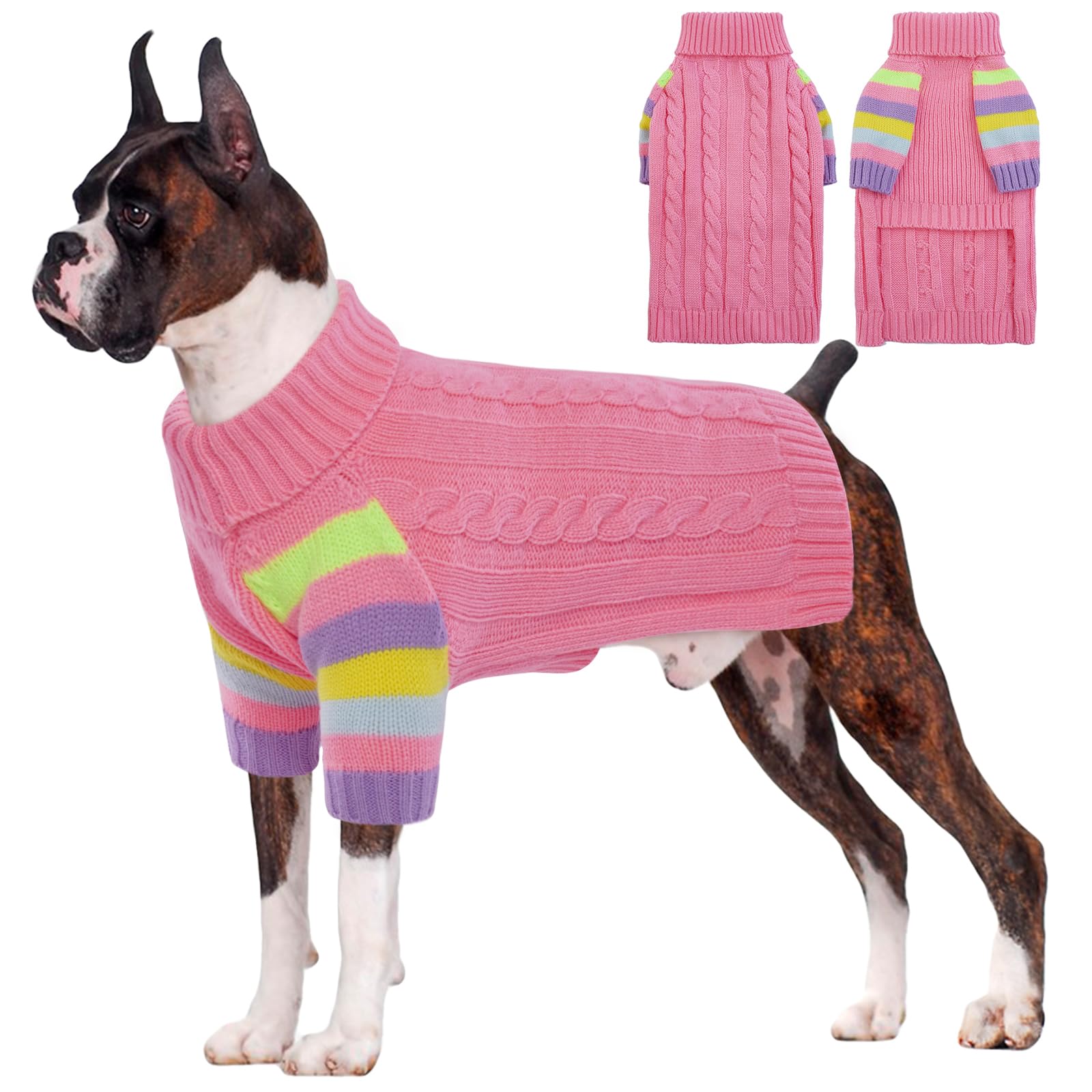 OUOBOB Dog Jumper, Large Turtleneck Pullover Winter Vest, Christmas Outfits, Pet Sweatshirt Apparel Knitwear for Girls Boys, Golden Retriever, Labrador, Rottweiler XXXL — image 1