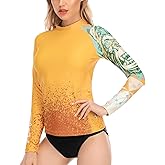 HUGE SPORTS Women's Rash Guard Long Sleeve Sun Protection UPF 50+ Swimwear Shirts Quick Dry Swimsuit Surf Top