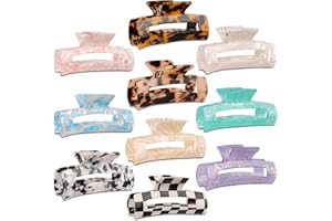 Magicsky 10 Pcs Hair Claw Clips for Women, Opal Marble Tortoise Acrylic Large Clip for Thick Thin Hair, 90's Cute Butterfly B