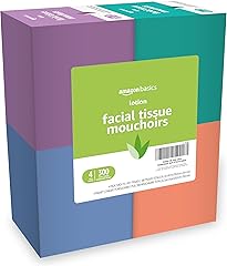 Amazon Basics Facial Tissue with Lotion, 2-Ply, 300 Count (4 Packs 75), (Packaging may vary)
