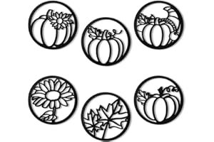 Zzbakress 6 Pcs Fall Farmhouse Wall Decoration Thick 0.2in, Simple and Vivid Hollowed-out Shape Design, Wooden Frame Kitchen Living Room Hanging 10 Inches (fall)