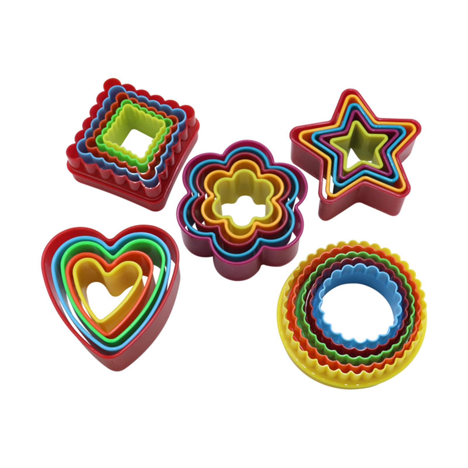 Siliget Cookie Cutters Shapes, Pack of 25 Mini Cookie Cutter Set, Circle, Love, Star, Square, and Flower Biscuit Cutter Set, for Fun Time with Kids, for Kitchen Baking and Playdough Cutters