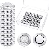 48 Pieces Magnetic Name Badge Holders Round Name Badge Magnets Adhesive Name Tag Holders ID Badge Holders Magnet Tags with Plastic Box